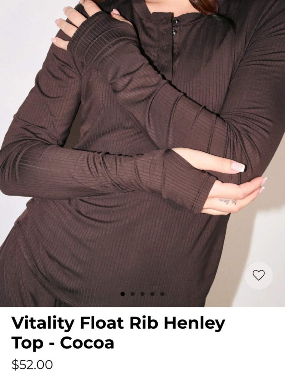 Vitality Float Rib Henley Top & Bottoms- Cocoa- SOLD OUT ONLINE